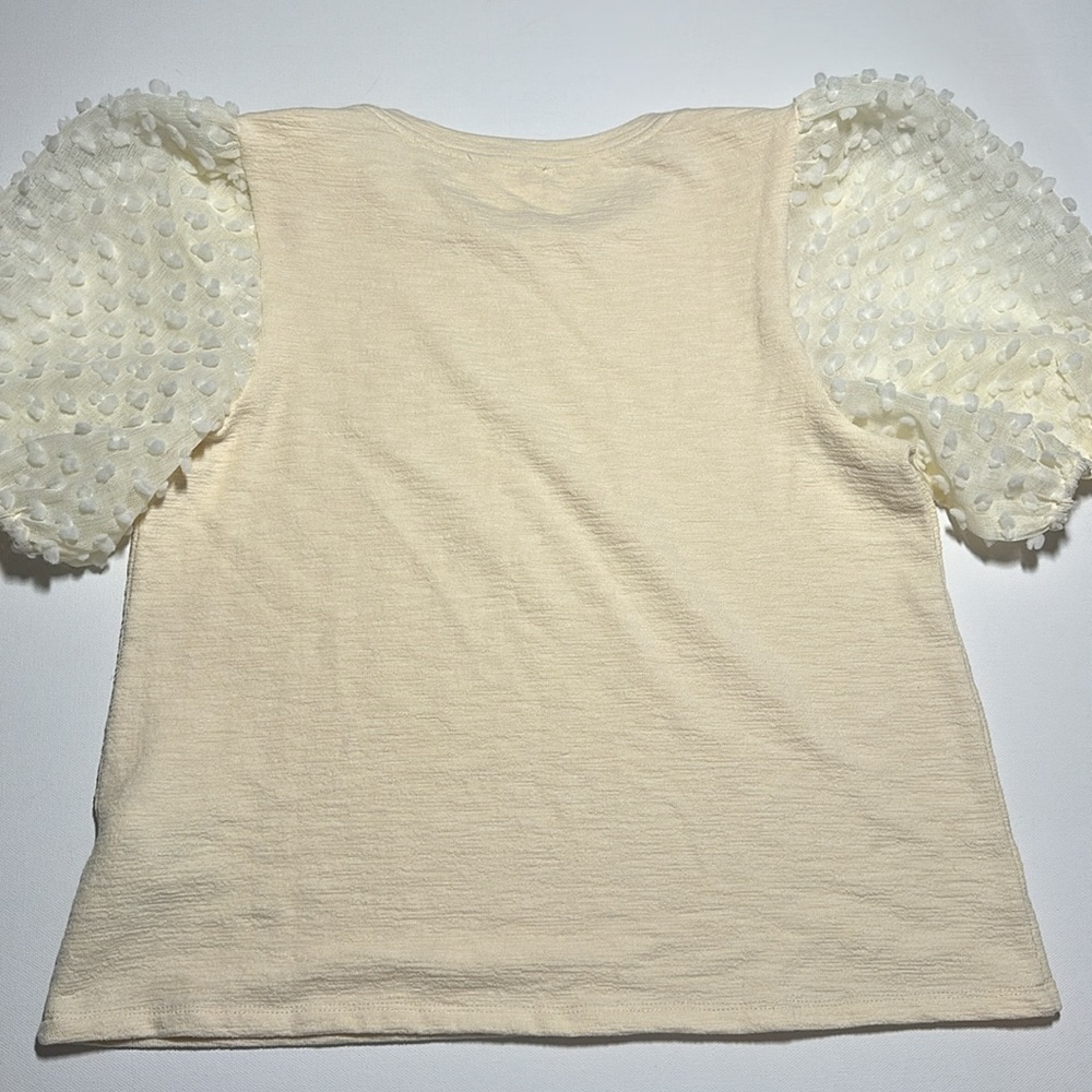 Maeve by Anthropologie Ivory Sheer Puff Short Sleeve Shirt Top - Womens Small - Picture 12 of 14